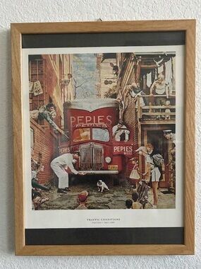 Norman Rockwell "Traffic Conditions" (Roadblock) Framed Art Print